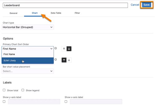 select primary chart sort order 